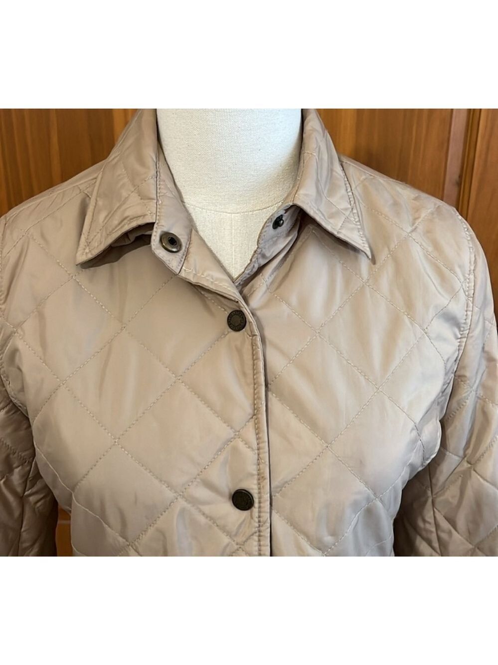 LAUREN Ralph Lauren Quilted Jacket XS S M Beige Navy - Picture 3 of 6
